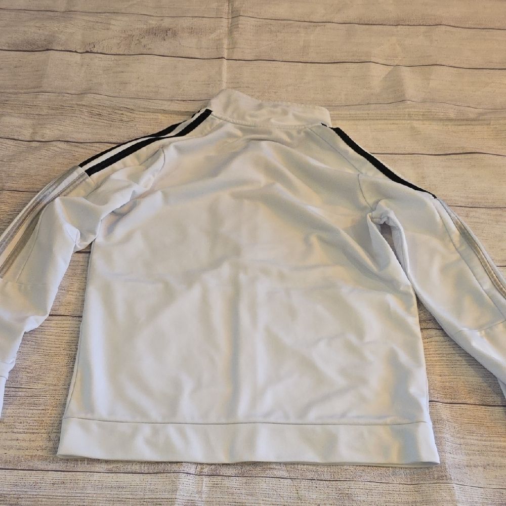 Adidas Kids White Jacket with Black Stripes - Picture 6 of 7